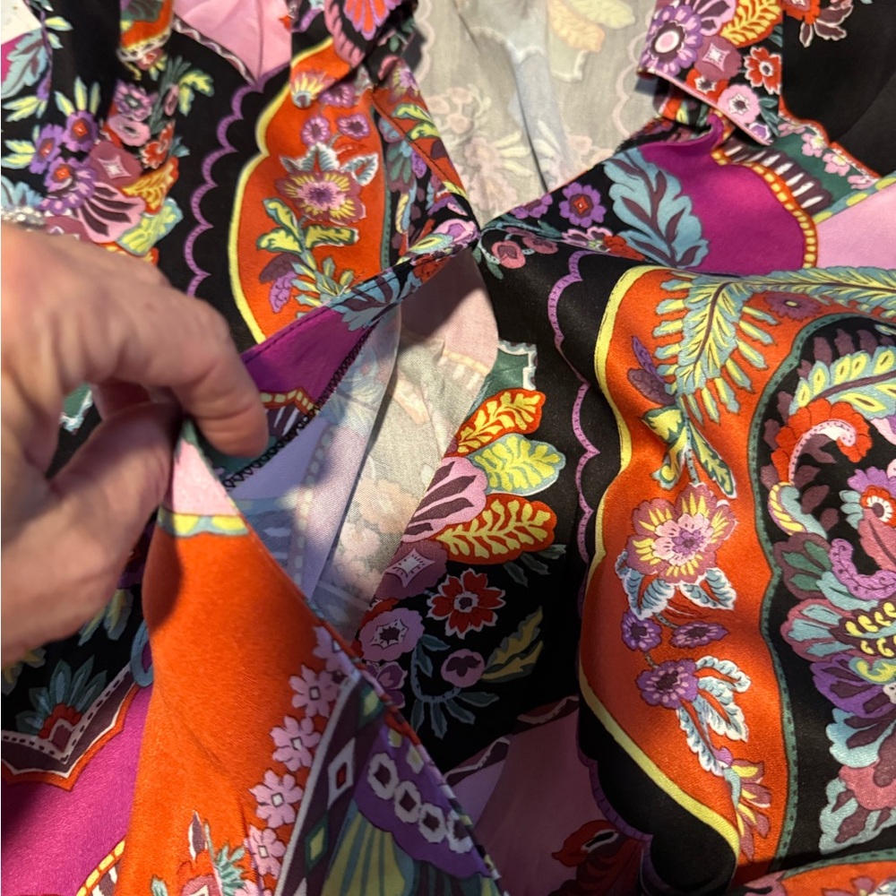 Rachel Zoe Multicolor Paisley Button-Front Blouse - Pink, Orange, Black, Green - Picture 8 of 10